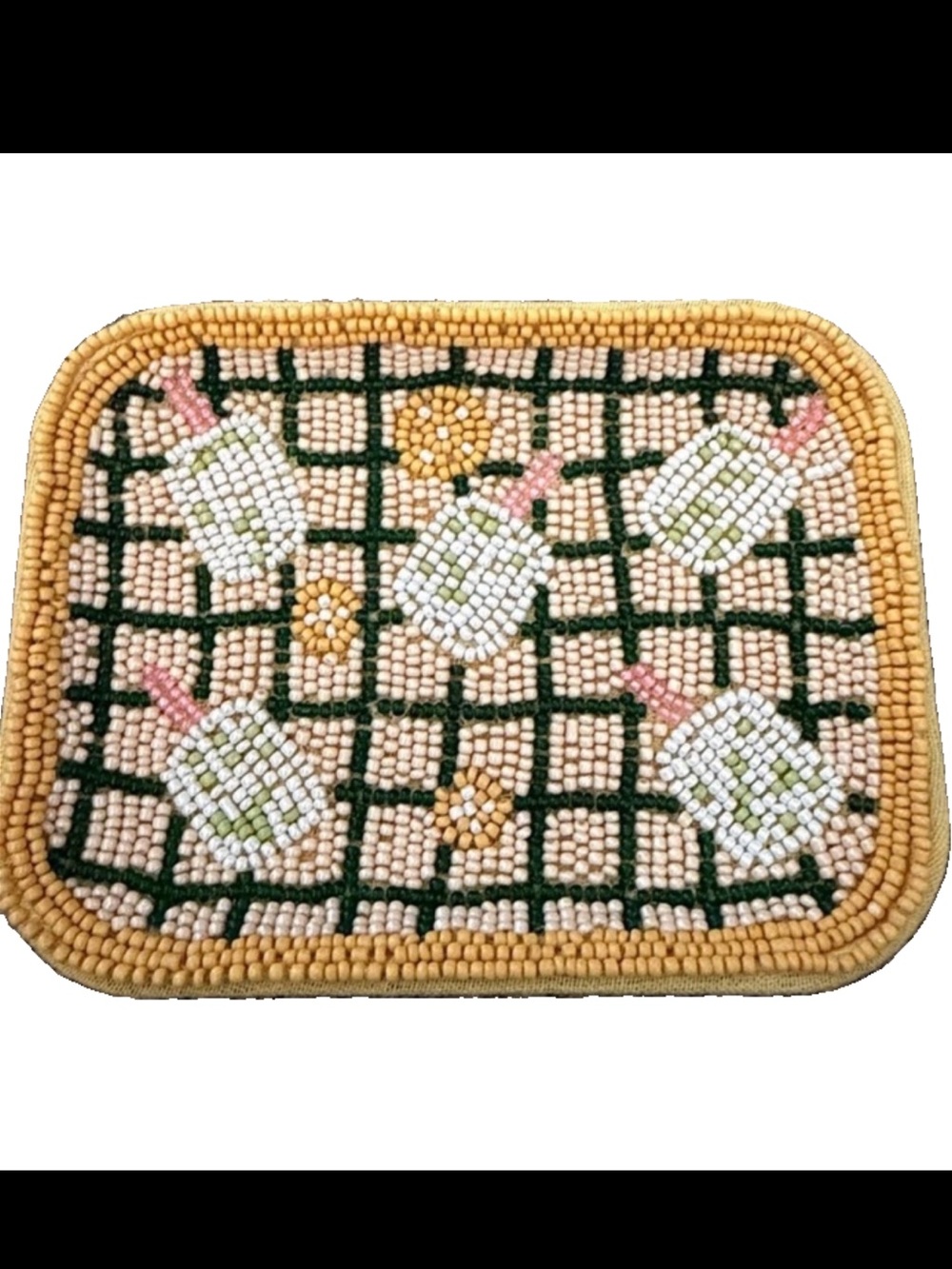 Anthropologie Fiona Beaded Trinket Dish Pickleball NEW Raised Sides Small